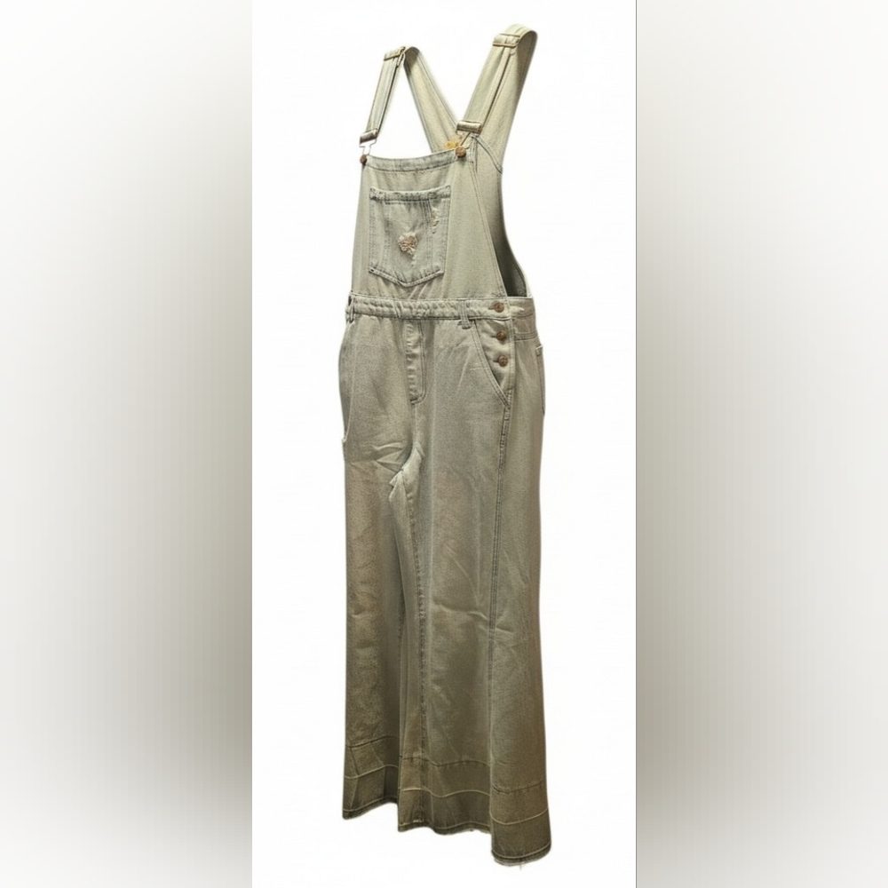 Womens Light Beige Denim Overalls